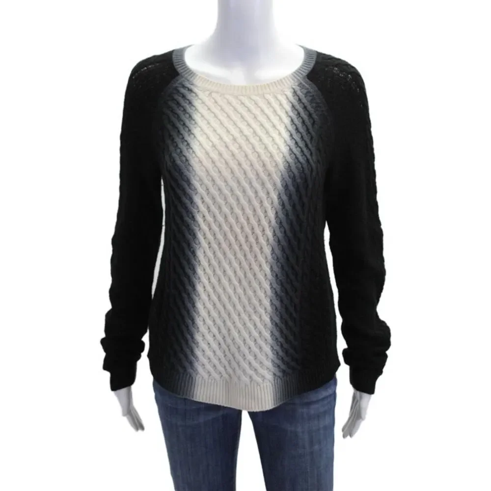 Vince Womens Pullover Black Wool Cashmere Crew Neck Size M